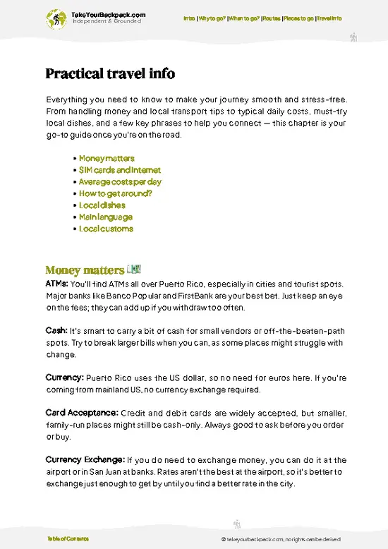 example page 7 from our offline Travel Guide for Puerto Rico